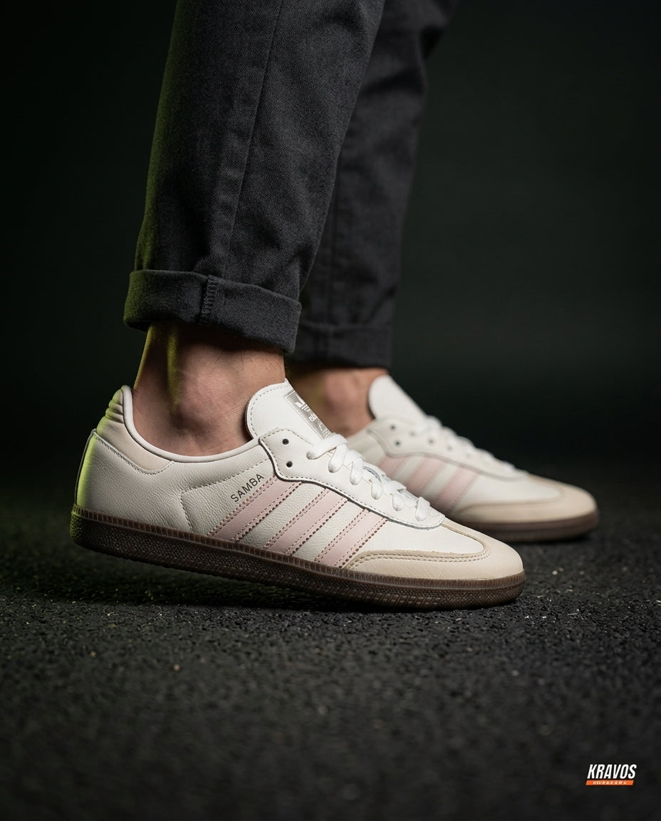 AD Leather Gum-Sole Terrace Trainer Cream Cream Pink Gum