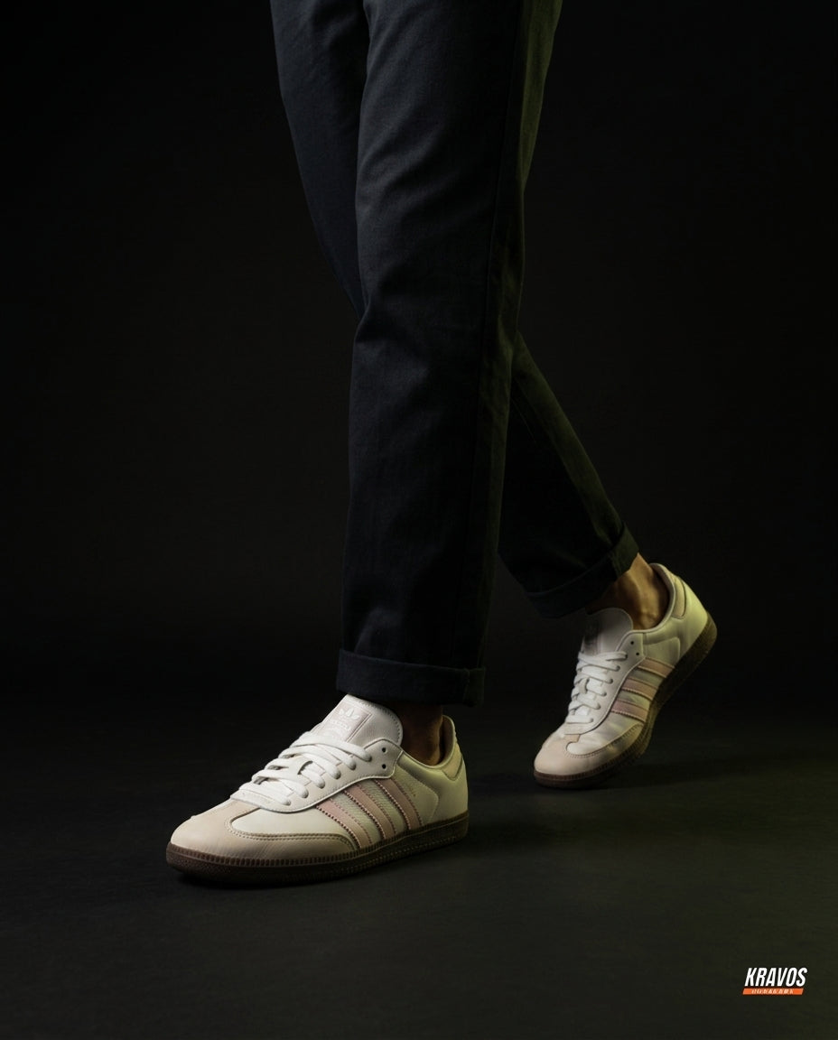 AD Leather Gum-Sole Terrace Trainer Cream Cream Pink Gum