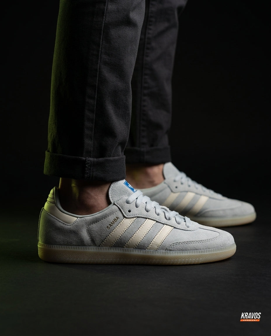 AD Leather Gum-Sole Terrace Trainer Grey Grey Cream