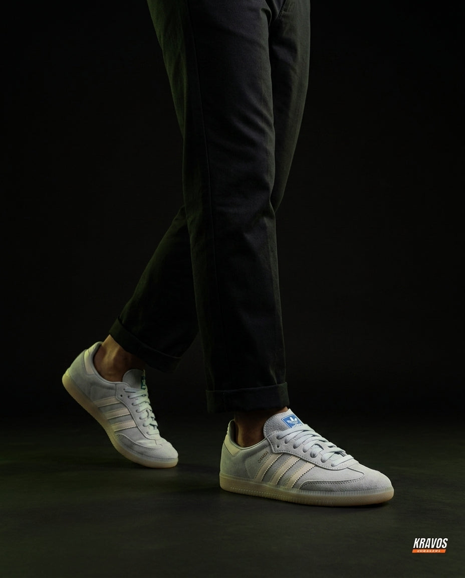 AD Leather Gum-Sole Terrace Trainer Grey Grey Cream