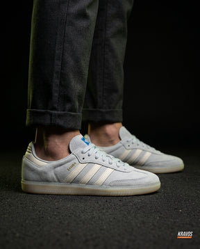 AD Leather Gum-Sole Terrace Trainer Grey Grey Suede White