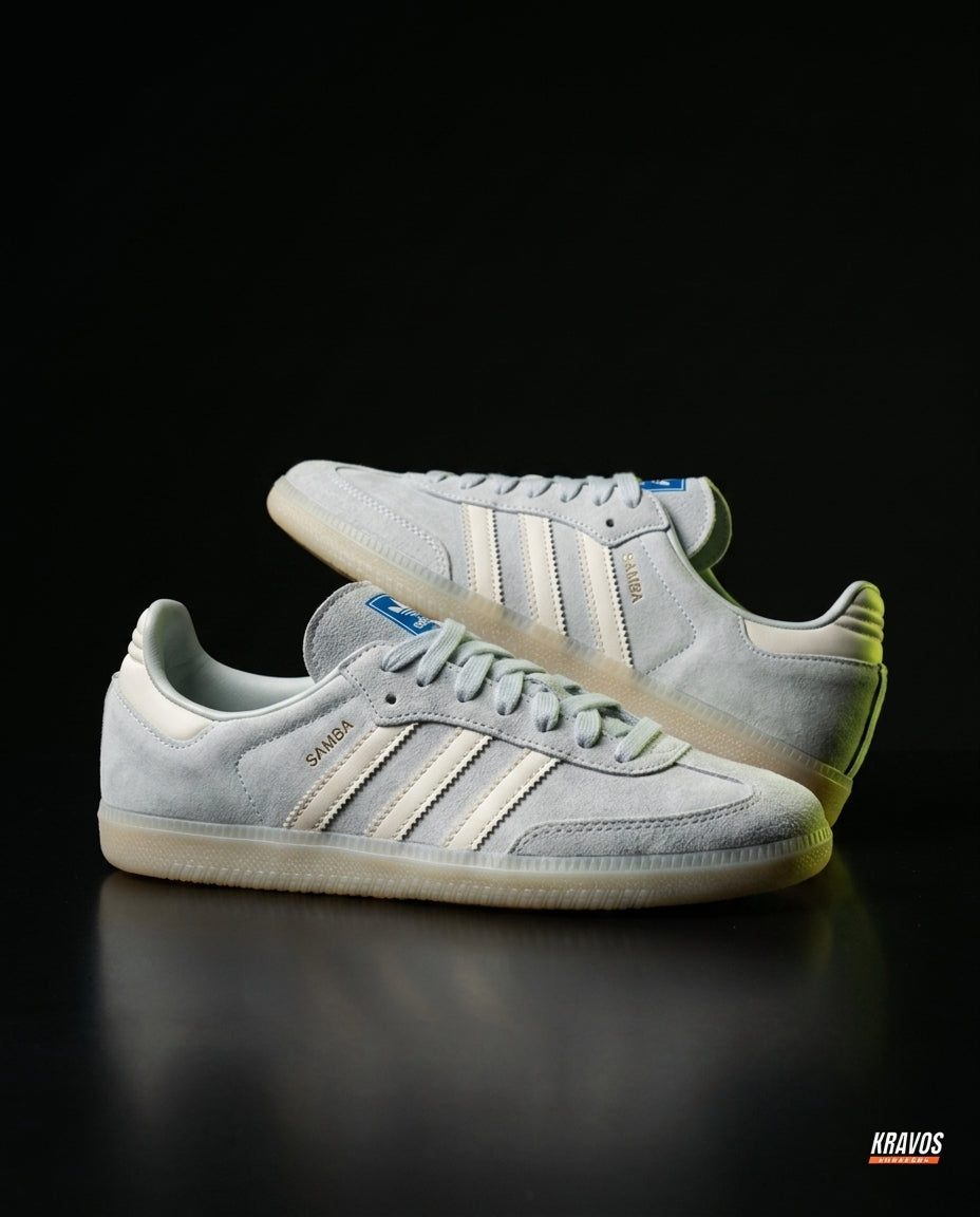 AD Leather Gum-Sole Terrace Trainer Grey Grey Suede White