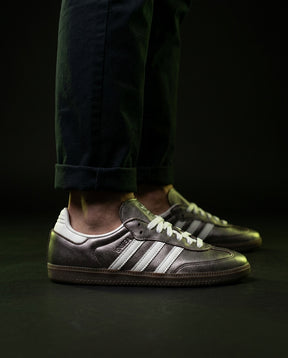 AD Leather Gum-Sole Terrace Trainer Grey Metallic Grey White