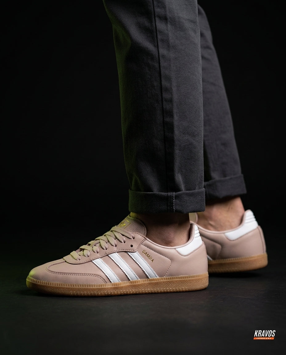 AD Leather Gum-Sole Terrace Trainer Cream Pink White Gum