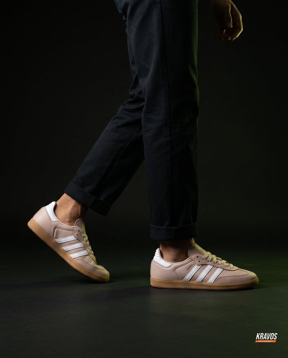AD Leather Gum-Sole Terrace Trainer Cream Pink White Gum