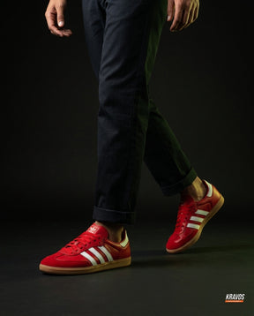 AD Leather Gum-Sole Terrace Trainer Red Red White Gum