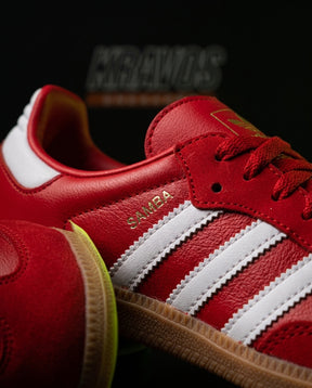 AD Leather Gum-Sole Terrace Trainer Red Red White Gum