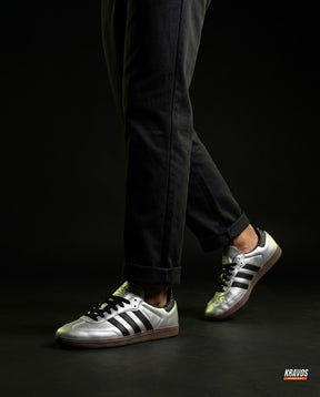 AD Leather Gum-Sole Terrace Trainer Grey Silver Black Gum