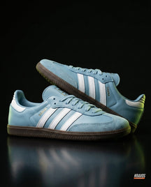 AD Leather Gum-Sole Terrace Trainer Mixed Sky Blue White Gum