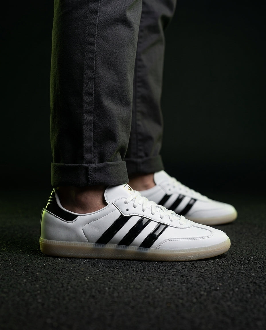 AD Leather Gum-Sole Terrace Trainer White 2 White Black
