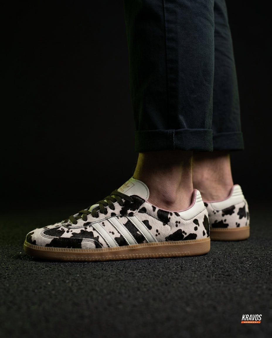 AD Leather Gum-Sole Terrace Trainer Mixed White Black Gum