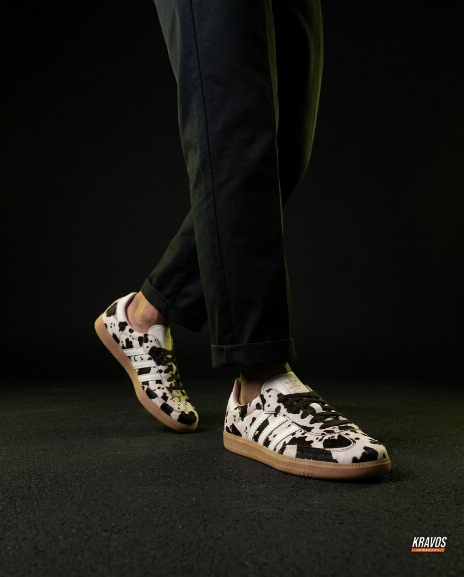 AD Leather Gum-Sole Terrace Trainer Mixed White Black Gum