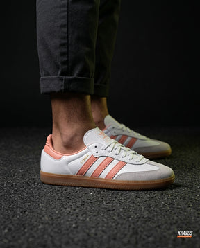 AD Leather Gum-Sole Terrace Trainer White 2 White Coral Gum