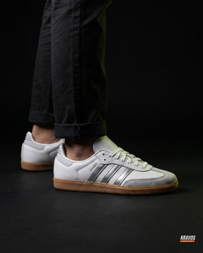 AD Leather Gum-Sole Terrace Trainer White 2 White Silver Gum
