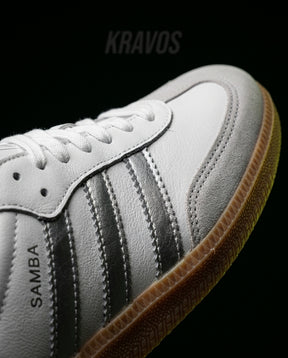 AD Leather Gum-Sole Terrace Trainer White 2 White Silver Gum