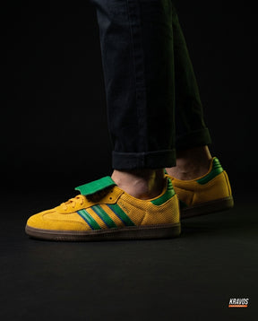 AD Leather Gum-Sole Terrace Trainer Mixed Yellow Green Gum