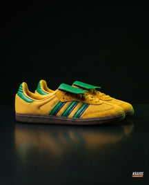 AD Leather Gum-Sole Terrace Trainer Mixed Yellow Green Gum