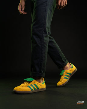 AD Leather Gum-Sole Terrace Trainer Mixed Yellow Green Gum