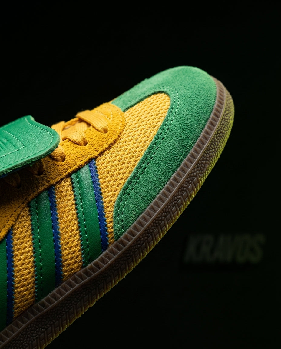 AD Leather Gum-Sole Terrace Trainer Mixed Yellow Green Gum