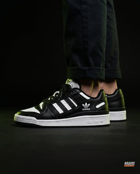 AD Leather Panelled Court Trainer Black White