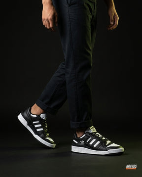AD Leather Panelled Court Trainer Black White