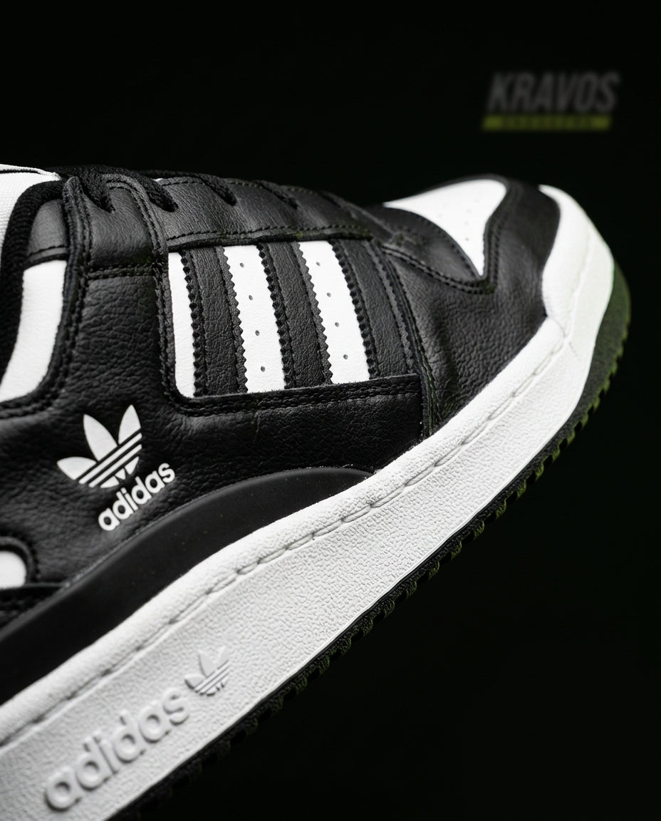 AD Leather Panelled Court Trainer Black White