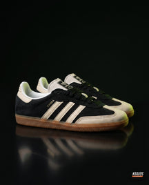 AD Leather Ribbed-Toe Terrace Trainer Black Cream Gum