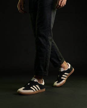 AD Leather Ribbed-Toe Terrace Trainer Black Cream Gum