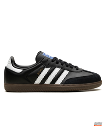 AD Leather Ribbed-Toe Terrace Trainer Black White Gum #blackwhitegum