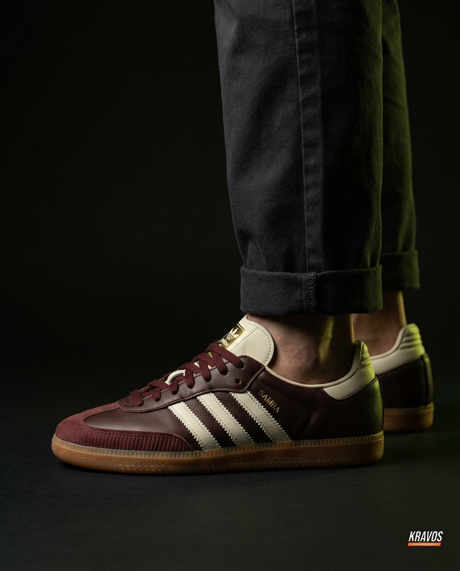 AD Leather Ribbed-Toe Terrace Trainer Brown Cream Gum