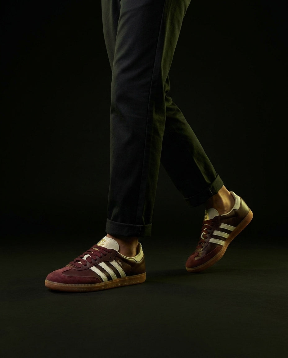 AD Leather Ribbed-Toe Terrace Trainer Brown Cream Gum