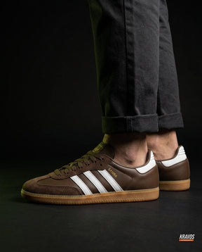 AD Leather Ribbed-Toe Terrace Trainer Brown White Gum