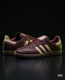 AD Leather Ribbed-Toe Terrace Trainer Burgundy Beige Gum