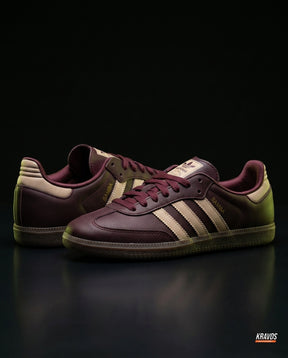 AD Leather Ribbed-Toe Terrace Trainer Burgundy Beige Gum