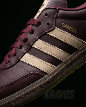 AD Leather Ribbed-Toe Terrace Trainer Burgundy Beige Gum