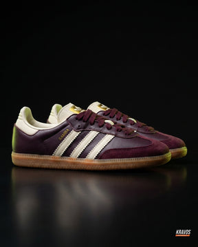 AD Leather Ribbed-Toe Terrace Trainer Burgundy Cream Gum