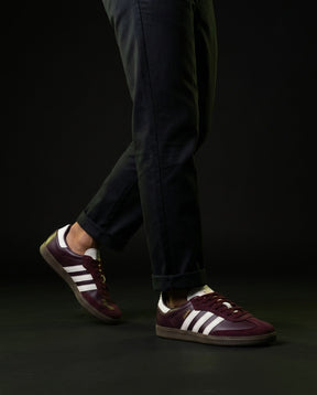 AD Leather Ribbed-Toe Terrace Trainer Burgundy White Gum