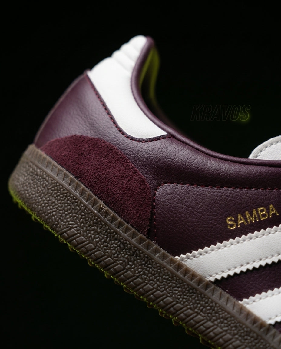 AD Leather Ribbed-Toe Terrace Trainer Burgundy White Gum