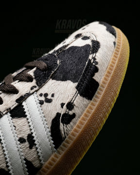 AD Leather Ribbed-Toe Terrace Trainer Cow Print Black White