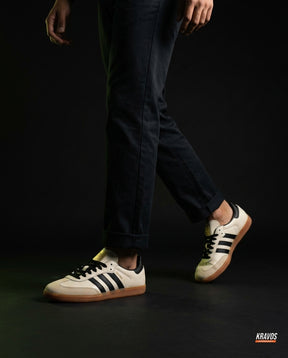 AD Leather Ribbed-Toe Terrace Trainer Cream Black Gum