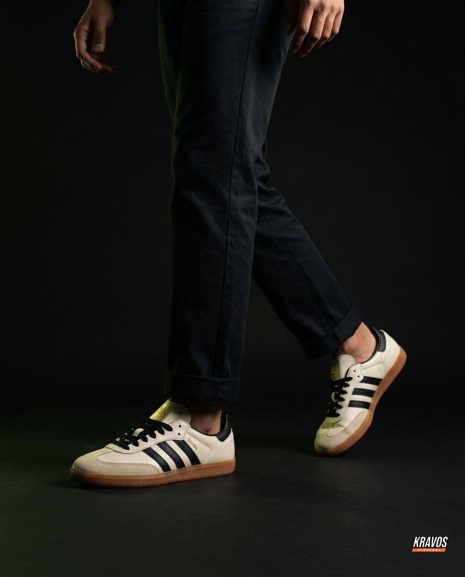 AD Leather Ribbed-Toe Terrace Trainer Cream Black Gum