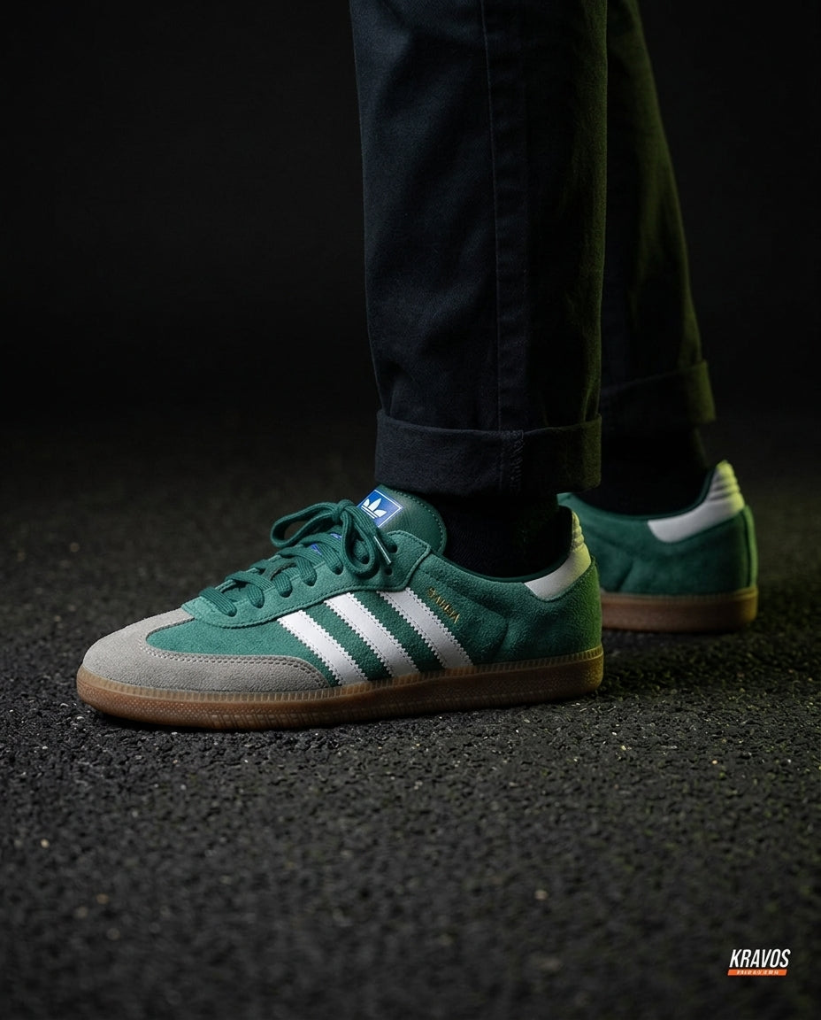 AD Leather Ribbed-Toe Terrace Trainer Green White Gum