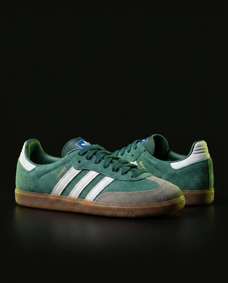 AD Leather Ribbed-Toe Terrace Trainer Green White Gum