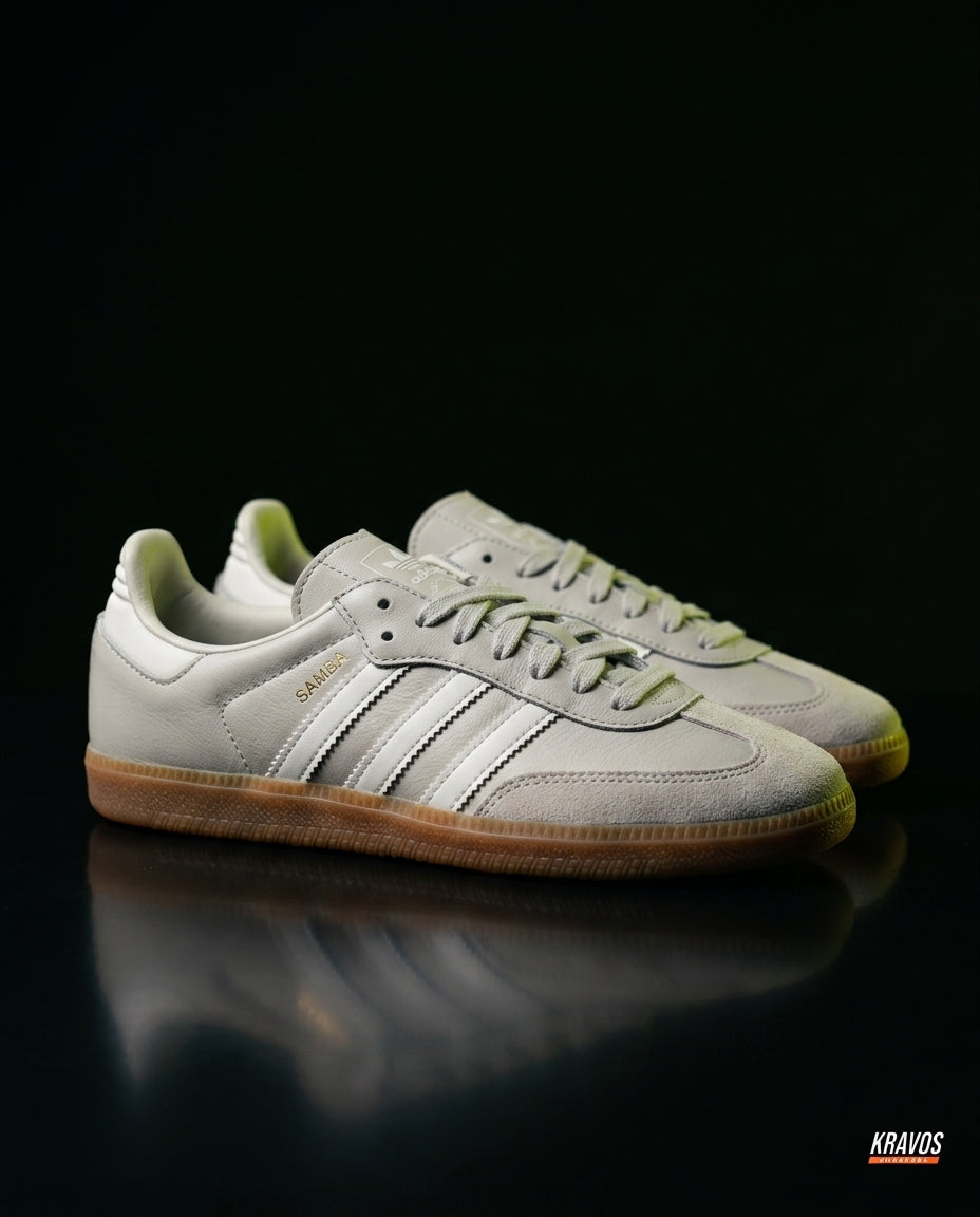 AD Leather Ribbed-Toe Terrace Trainer Grey White Gum