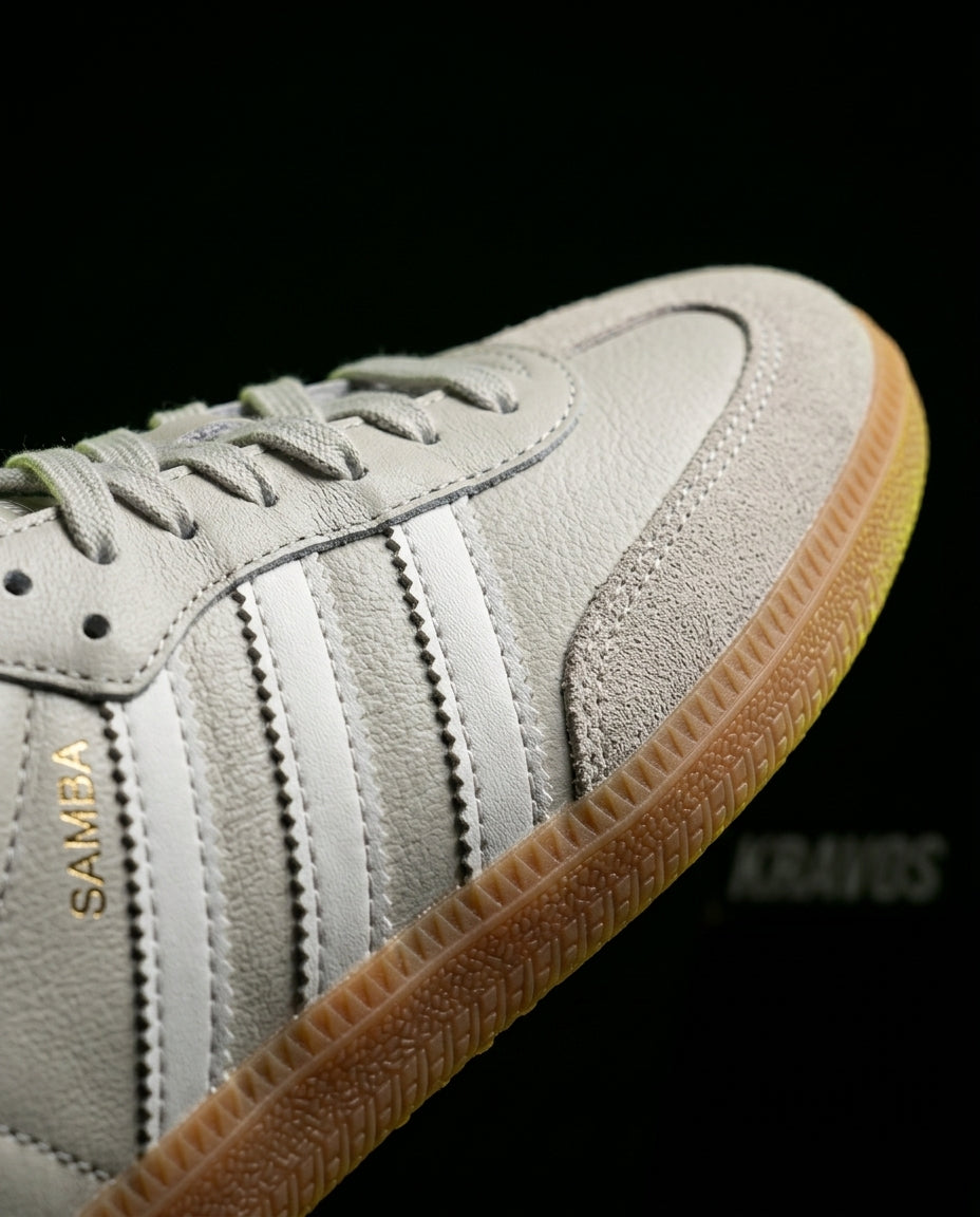 AD Leather Ribbed-Toe Terrace Trainer Grey White Gum
