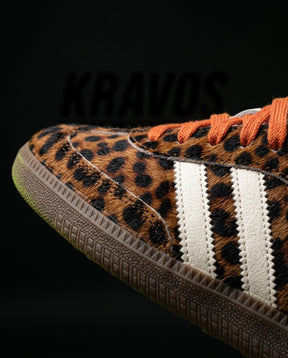 AD Leather Ribbed-Toe Terrace Trainer Leopard Print Gum