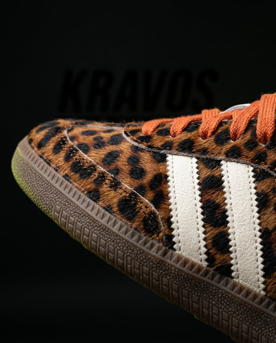 AD Leather Ribbed-Toe Terrace Trainer Leopard Print Gum