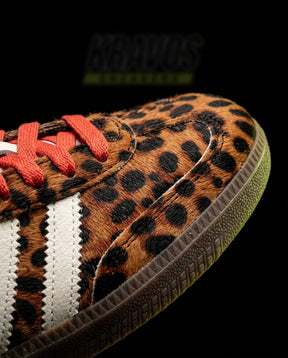 AD Leather Ribbed-Toe Terrace Trainer Leopard White Red