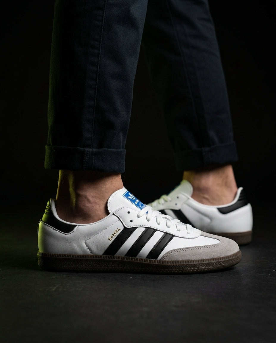 AD Leather Ribbed-Toe Terrace Trainer White Black Grey