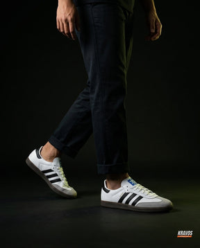 AD Leather Ribbed-Toe Terrace Trainer White Black Grey